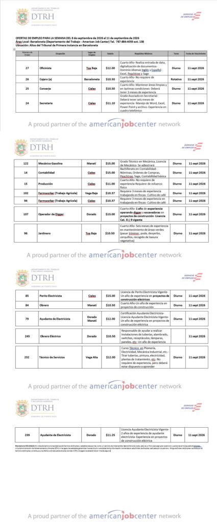 Ofertas de empleo DTRH